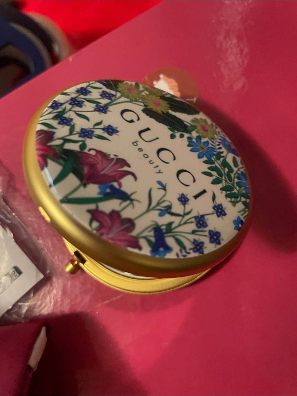Gucci Floral Compact Mirror in White, Pink, Blue and Green - Picture 8 of 17